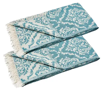 Produktbild von 2er Set Handtuch Barock 60 x 100 cm Petrol | Edles und zartes Handtuchset aus 100% Baumwolle mit hochwertiger Webung | Kleines Hamamtuch für Reisen | Leichtes und saugfähiges Sporttuch