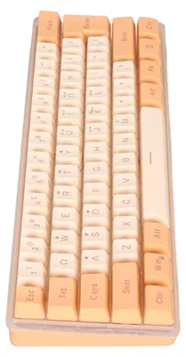 Image de Clavier de jeu filaire RGB 60 %, mini-clavier à simulation de touches mécaniques, compact, 61 touches, pour gamers et dactylographes, orange et jaune