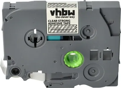 Produktbild von vhbw Schriftband-Kassette kompatibel mit Brother PT H108, H108GT, H110 Etiketten-Drucker 8m x 12mm Weiß auf Transparent, Extra Stark, Laminiert