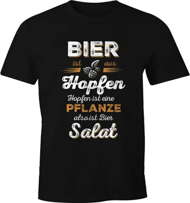 Produktbild von Herren T-Shirt Bier ist aus Hopfen, Hopfen ist eine Pflanze also ist Bier Salat Fun-Shirt Spruch-Shirt Moonworks® schwarz M