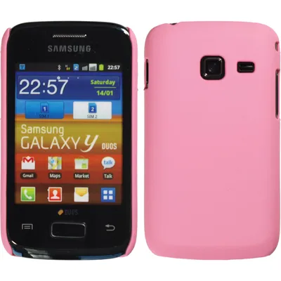 Produktbild von PhoneNatic Case kompatibel mit Samsung Galaxy Y Duos - Hülle rosa gummiert Hard-case + 2 Schutzfolien