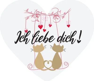 Produktbild von Herzkarte Ich liebe Dich, 21x18cm, Liebe, Postkarte Ansichtskarte Herz Katzen