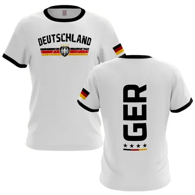 Produktbild von Deutschland Trikot T-Shirt – Fußball Shirt im Trikot Style Herren Damen EM WM Größe: M - Weiß