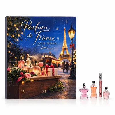 Produktbild von Jean-Pierre Sand Eau de Parfum Adventskalender Damen – 24 französische Mini-Parfums in Glasflakons, 158 ml