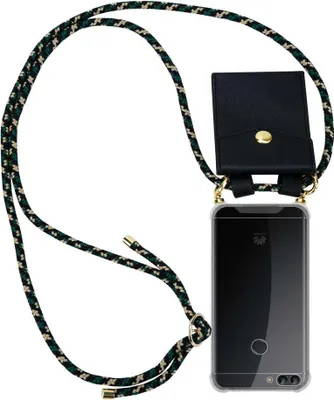 Produktbild von Cadorabo Hülle für Huawei P SMART 2018 / Enjoy 7S Schutzhülle in Braun Handy Kette Silikon Kordel abnehmbares Etui