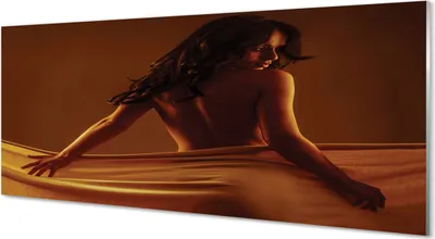 Immagine prodotto di Pannelli decorativi in vetro, dimensioni 125x50 cm, arte da parete. "La donna e il materiale"