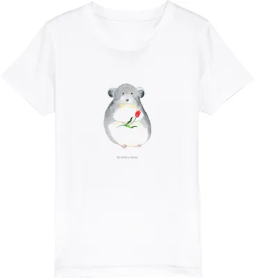 Produktbild von Mr. & Mrs. Panda Kleinkinder T-Shirt Chinchilla Blume 12-14 Jahre (152/164) - Weiß - Geschenk, traurig sein, Chinchillas, Lustige Sprüche, Bio Kinder, Teenager, Chaos