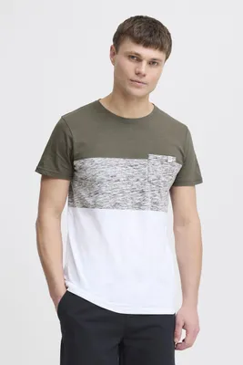 Produktbild von SOLID SDSinor Herren T-Shirt Kurzarm Shirt mit Streifen Rundhals-Ausschnitt Brusttasche 100% Baumwolle Regular fit