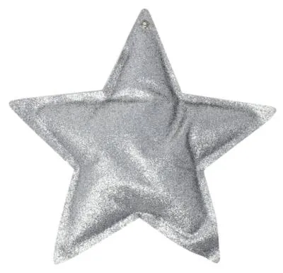 Immagine prodotto di Set di 8 stelle glitterate metallizzate decorative 18 cm argento