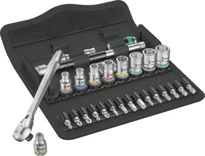 Produktbild von Wera 8100 SA 8, Steckschlüssel-Set, 28 Stück(e), Schwarz, Chrom, CE, Ratschengriff, 2 Stück(e)
