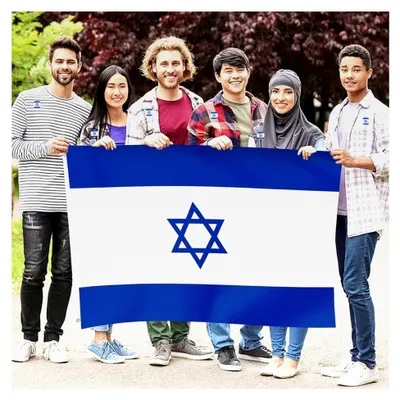 Produktbild von Israelische Fahne 150x90 cm mit Abzeichen, doppelt genäht und wetterfest für Garten und Innenbereich