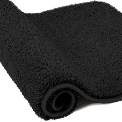 Obrázek produktu pro Uniqoos® Podložka do koupelny z mikrovlákna, 2 cm – černá, extra měkká a savá, protiskluzová a vhodná do pračky, rozměr: 60 x 90 cm
