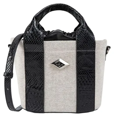 Zdjęcie produktu dla REPLAY Torebka na ramię Handbag Cream White + Black czarna jasnoszara