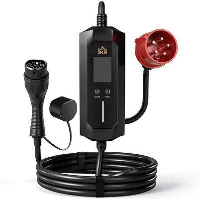 Produktbild von Mobile Wallbox 11kW 8m Typ 2 6–16 A 3-Phasig Ladekabel CEE 16A auf Typ 2 mit Einstellbarer Ladeleistung Startzeitvorwahl