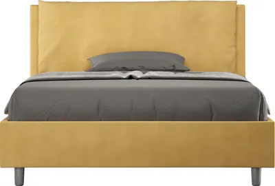 Produktbild von ITYHOME - Gepolstertes Bett mit Lattenrost 140x200 mit Mikrofaserbezug Ocker Antea Large