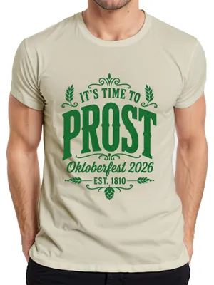 Immagine prodotto di È ora di brindare! Maglietta da uomo per l'Oktoberfest 2026, tema "Wiesn Bierfest", con motivo "Lederhose", colore naturale, taglia L