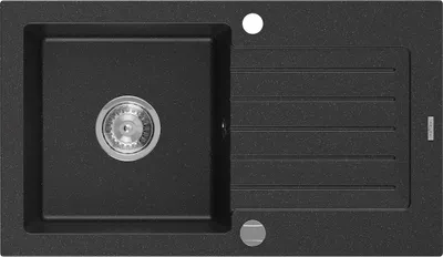 Image de Mexen Pablo Évier en granit 1 bac avec égouttoir 752 x 436 mm, noir/argent métallisé - 6510751010-73