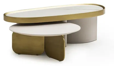 Immagine prodotto di Tavolino da salotto Tavolino da caffè Tavolino moderno in Vetroceramica 2 pezzi.