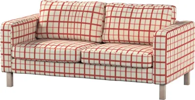 Produktbild von Dekoria Bezug für Karlstad 2-Sitzer Sofa nicht ausklappbar, rot-creme, Sofahusse, Karlstad 2-Sitzer