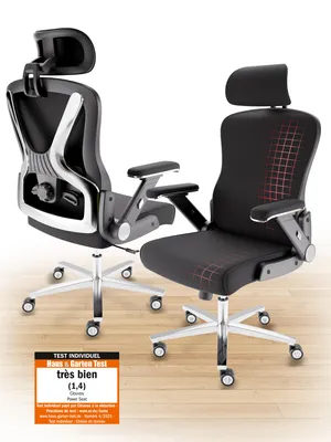 Image de CLOUVOU PowerSeat Noir, Chaise de bureau ergonomique, 100% réglable individuellement, Chaise de bureau 200kg , Chaise d'ordinateur
