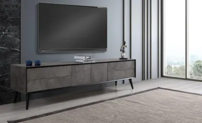 Produktbild von RTV Lowboard TV Ständer Wohnzimmer Grau Holz Sideboard Tisch Modern