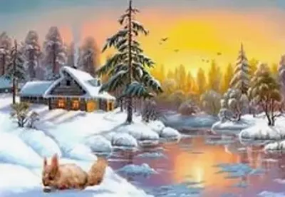 Immagine prodotto di MOSAICO DI DIAMANTI INVERNO: CASA SUL LAGO CON SCORCIACCIA NO-2000736 - Norimpex