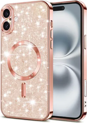 Produktbild von Techsuit Luxury Glitter Back Cover Hülle mit MagSafe für Apple iPhone 16 Plus - Roségold