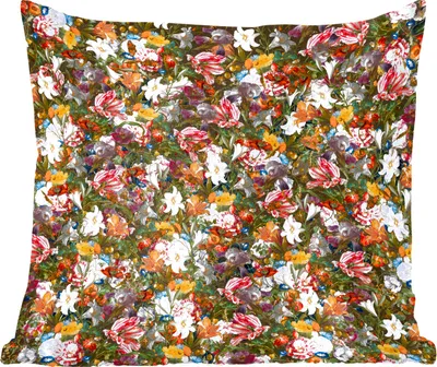 Produktbild von MuchoWow® Zierkissen Sofakissen Wohnzimmer Dekokissen 50x50 cm Blumen - Schmetterling - Design - Kunst - Abstrakt - Malerei - Alte Meister - Komfort - Sofakissen