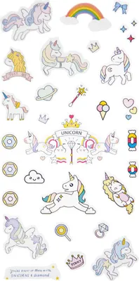 Produktbild von Oblique Unique Einhorn Sticker Set Unicorn Kinder Aufkleber Retro Vintage Scrapbooking