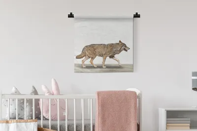 Produktbild von MuchoWow® Wandteppich Wandbehang Wolf - Weiß - Tiere - Jungen - Kinder 60x60 cm Tapisserie Dekoration Wandtuch - Dekorationen - Wand Decke