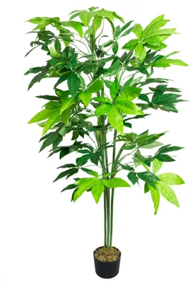 Obrázok produktu pre Dekoratívna umelá rastlina Schefflera, umelá arália, výška 150 cm, vyrobená z odolného plastu, vhodná do interiéru, nenáročná na údržbu