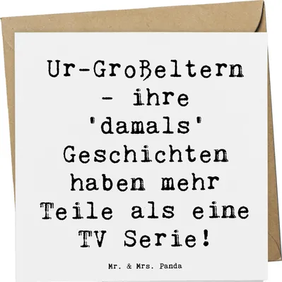 Produktbild von Mr. & Mrs. Panda Grußkarte Spruch Ur-Großeltern Geschichten - Weiß - Geschenk, Erzählungen, Humor, Handarbeit, Familienbande, Glückwunschkarte, Klappkarte, anlasskarte