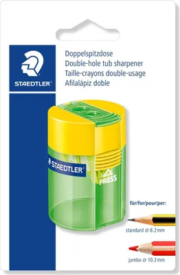 Obrázok produktu pre Staedtler 512, Ručný orezávač ceruzky, Zelená, Žltá, Kov, Oceľ, 1,02 cm, Blistr