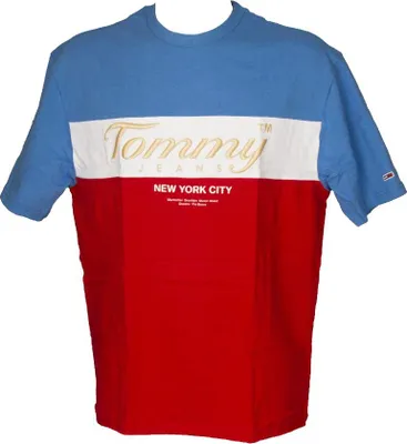 Produktbild von TH TOMMY HILFIGER JEANS Herren T-Shirt Kurzarm Rundhals Logostickerei reine Baumwolle Artikel DM0DM13823, M, Cotone 100%