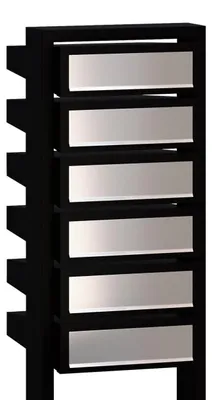 Produktbild von Briefkastenanlage Stairs for Six in Schwarz mit Edelstahlklappe