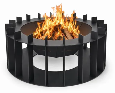 Produktbild von MetaloPro Pyris Feuerstelle Stahl rund Ø 76 cm – pulverbeschichtet schwarz, robuste Outdoor Feuerschale im industriellen Design für Garten und Terrasse