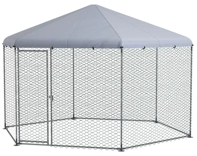 Obrázek produktu pro PawHut – venkovní výběh pro slepice, rozměry 400 x 346 x 263 cm, z oceli, s krytem