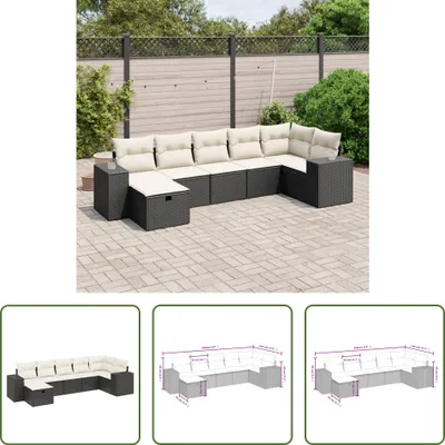 Produktbild von The Living Store 7-tlg. Garten-Sofagarnitur mit Kissen Schwarz Poly Rattan