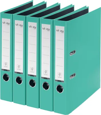 Productafbeelding van VON Leitz, set van 5 ordners, A4-formaat, karton met kunststofomslag, 50 mm rugbreedte