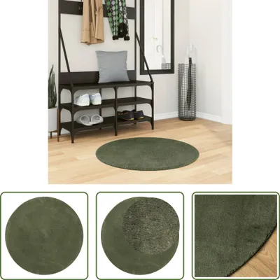 Obrázok produktu pre The Living Store Koberec HUARTE s krátkym vlasom, mäkký a umývateľný, lesne zelený Ø 80 cm
