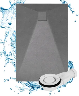 Immagine prodotto di Piatto doccia Granitan | Teja - 120x80 cm - Grigio - Superficie antiscivolo - Robusto duroplast