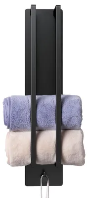 Produktbild von Schwarzer Handtuchhalter ohne Bohren - Selbstklebende Handtuchstange für das Badezimmer