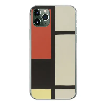 Produktbild von MuchoWow® Handyhülle Schutzhülle Hülle für iPhone 11 Pro Max Komposition mit rotem Quadrat, schwarz, blau - Piet Mondrian Silikon Softcase Handy Hülle - Schutz