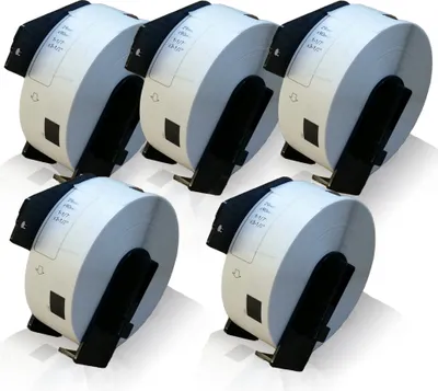 Produktbild von Print-Klex 5x kompatible Etiketten-Rolle kompatibel mit Bother DK-11201 PTouch QL 560 VP PTouch QL 560 YX PTouch QL 570 PTouch QL 580 PTouch QL 580 N PTouch QL 650 TD PTouch QL 700 PTouch QL 710 W PTouch QL 720 NW Label 29mm x 90mm Trägerspule