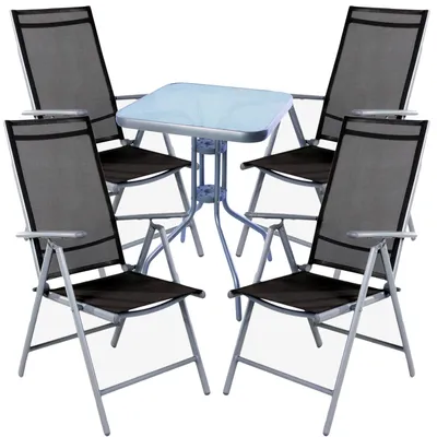 Produktbild von Bistro Sitzgarnitur Bistrogarnitur 5-teilig Silber/Anthrazit