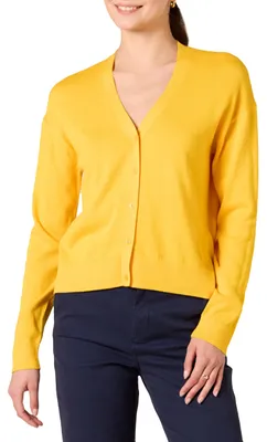 Produktbild von A. Essentials Damen Leichter Cardigan-Pulli, Goldgelb, XL