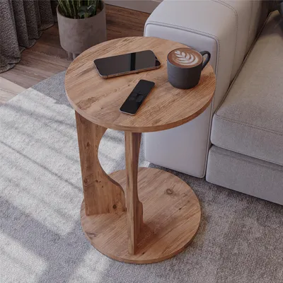 Produktbild von SUGODESIGN Velora Beistelltisch rund 38 x 55 cm Holz-Optik