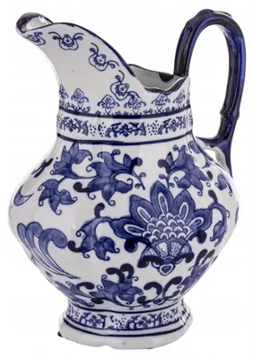 Produktbild von Retro Keramik Vase Karaffenform Weiß-Blau