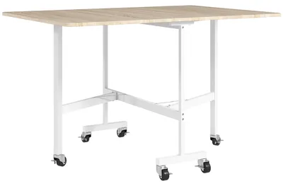 Produktbild von Klappbarer Esstisch für 6 Personen mit Rollen | Farbe: Eiche | Abmessungen: 120x80x73 cm