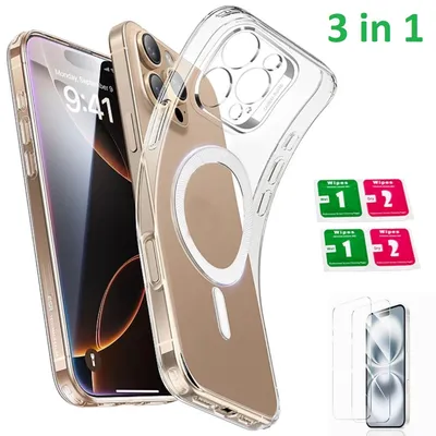 Produktbild von Premium Case kompatibel mit iPhone 16 Pro Max mit MagSafe Magnet und Hartglas